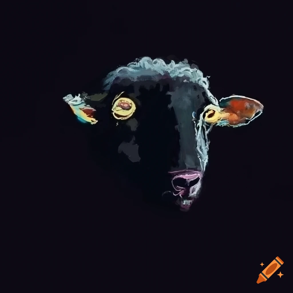 Black sheep painting in Basquiat style