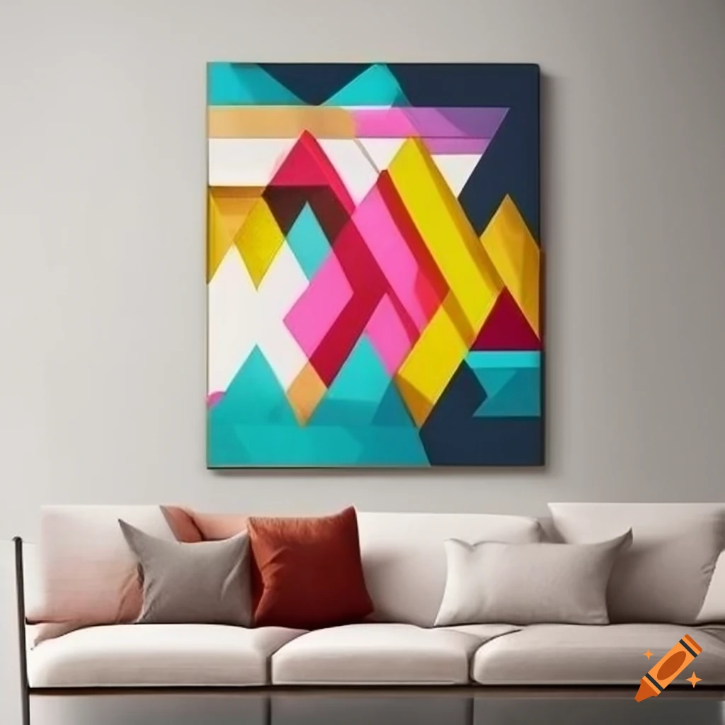 Colorful Abstract Room Set of colorful geometric abstract artworks for contemporary living ...
