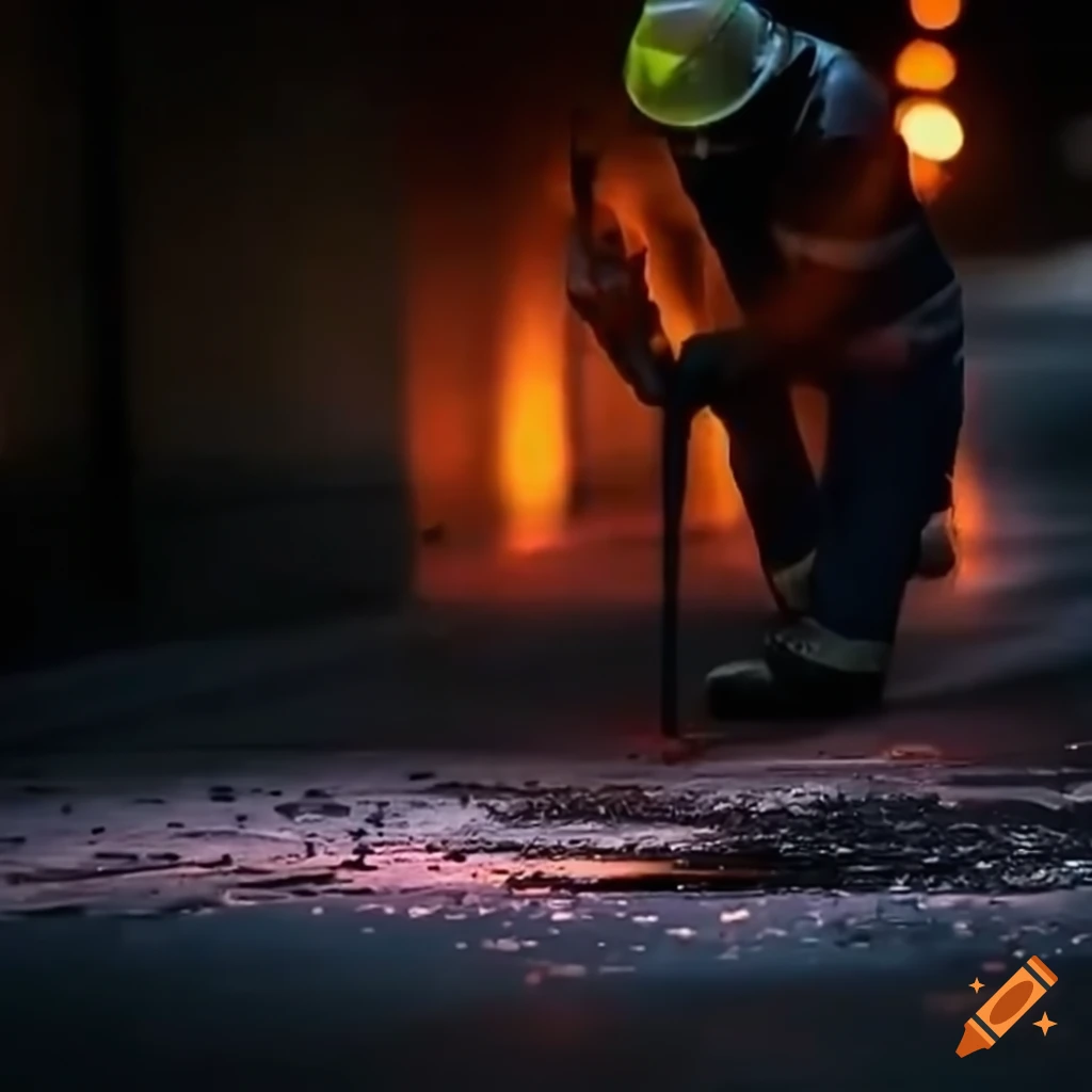 City workers fixing potholes in Detroit