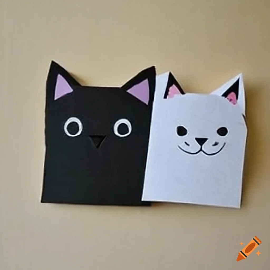 Cat paper craft in black and white