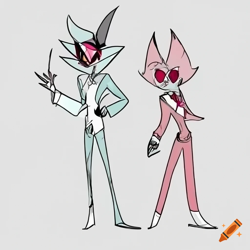 Digital art character in Hazbin style with simple line art