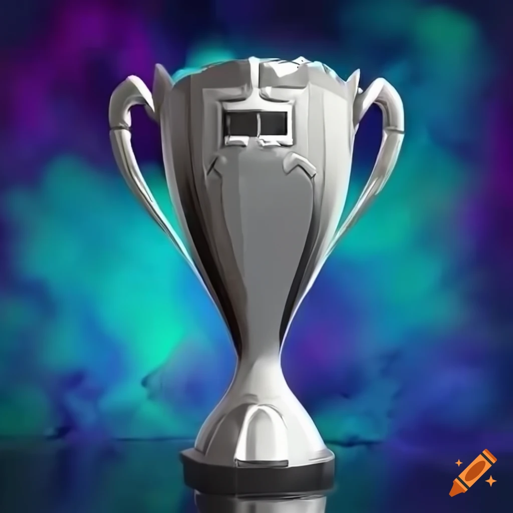 Shimmering 3D Fantasy Football trophy in purples, blues, and silvers