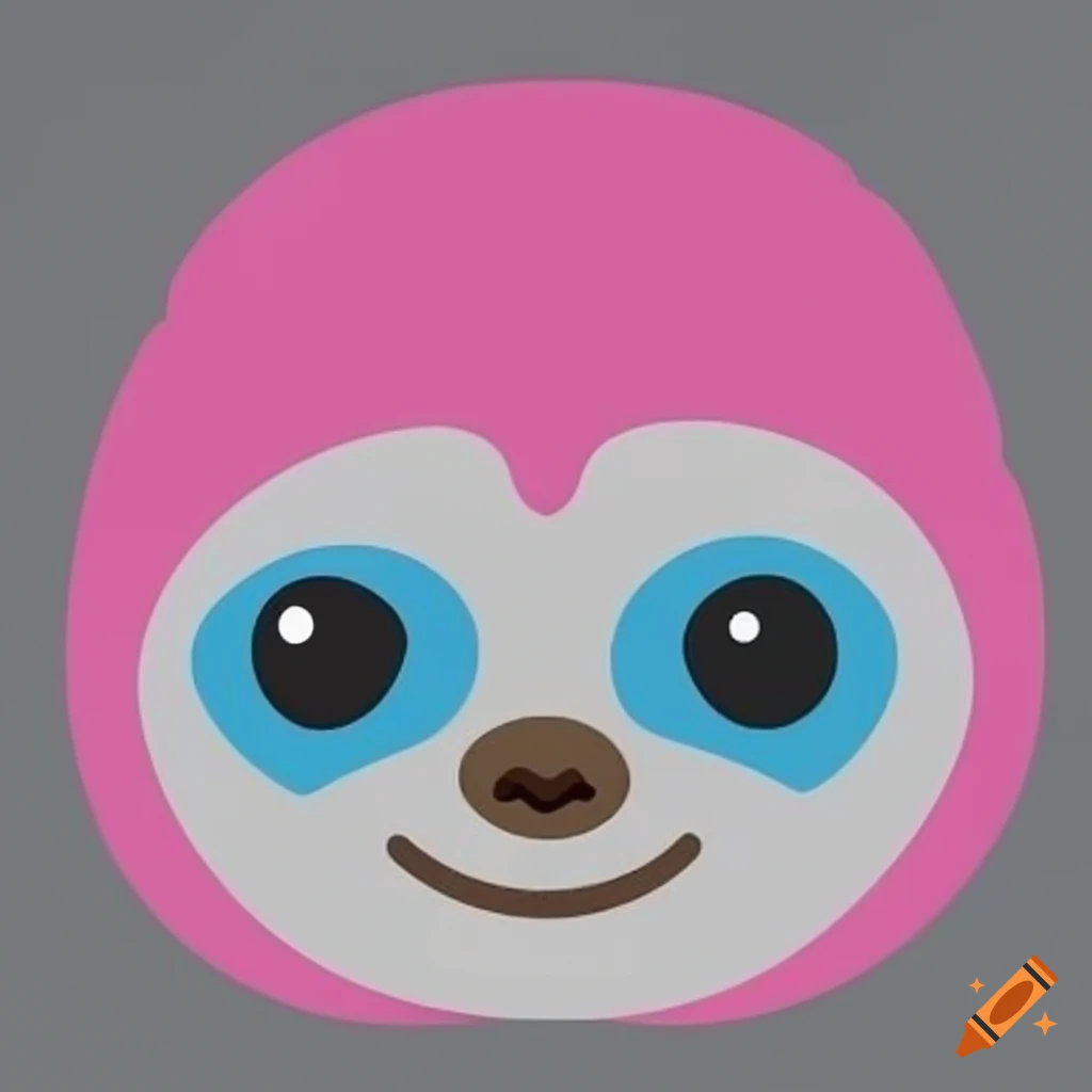 Pink, blue, and white smiling sloth emoji head