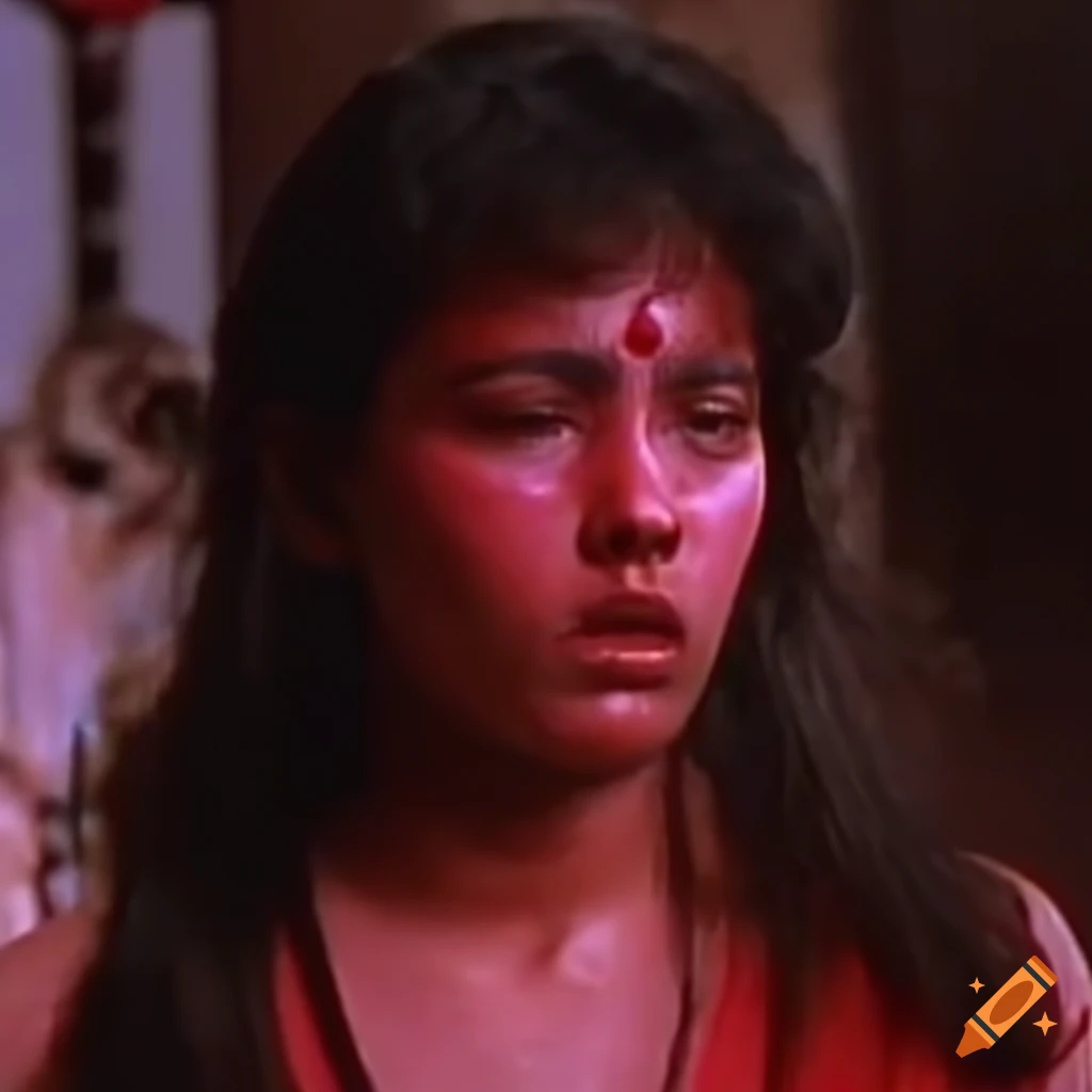 South indian woman martial fighter in a martial arts movie with bruised