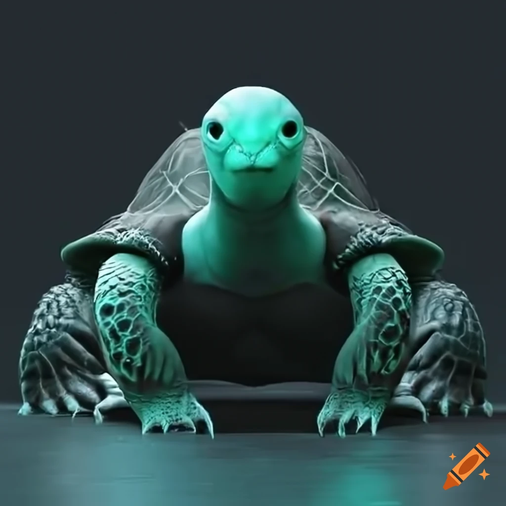 Dark and HD image of a turtle in a pose