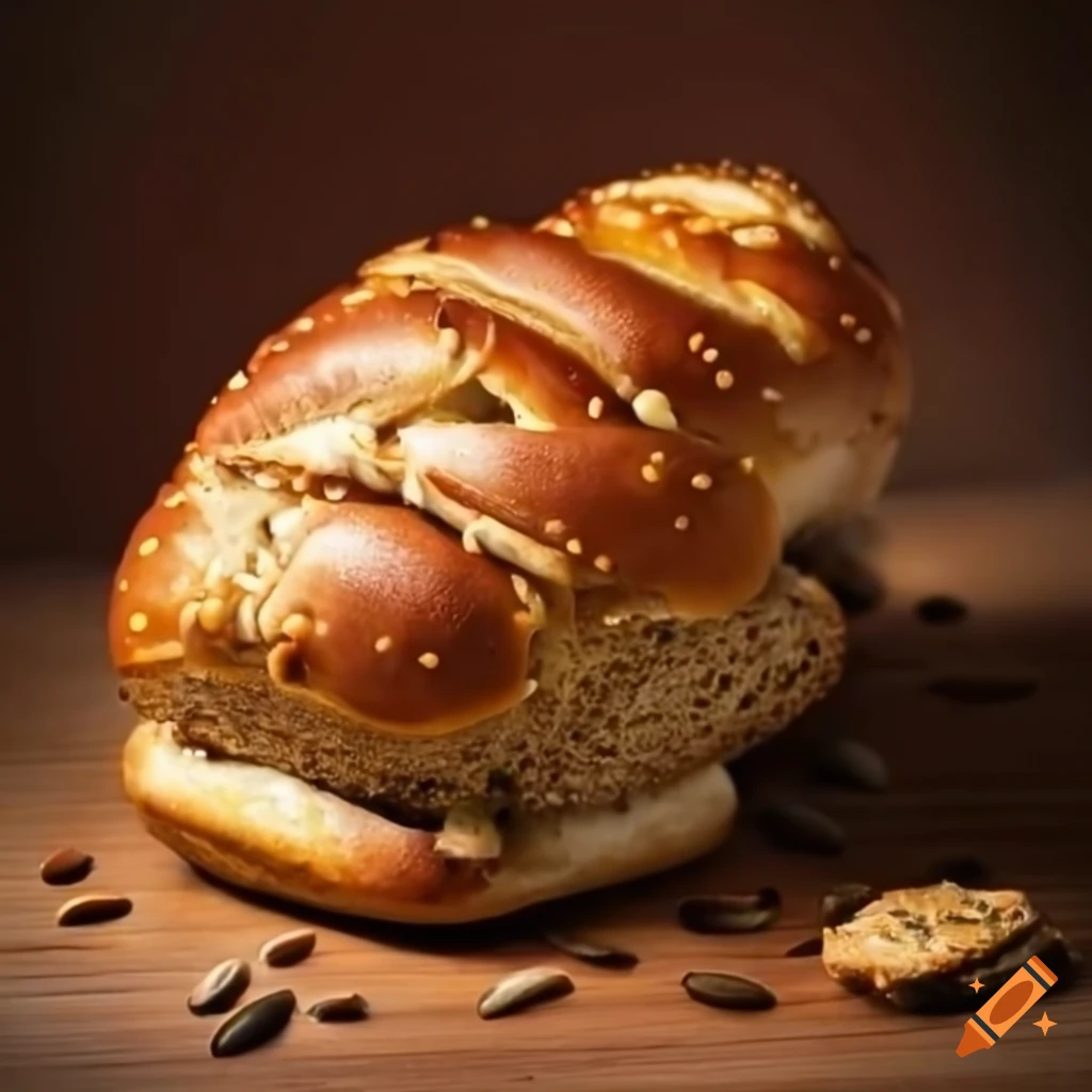 Pretzel slug bread with seeds