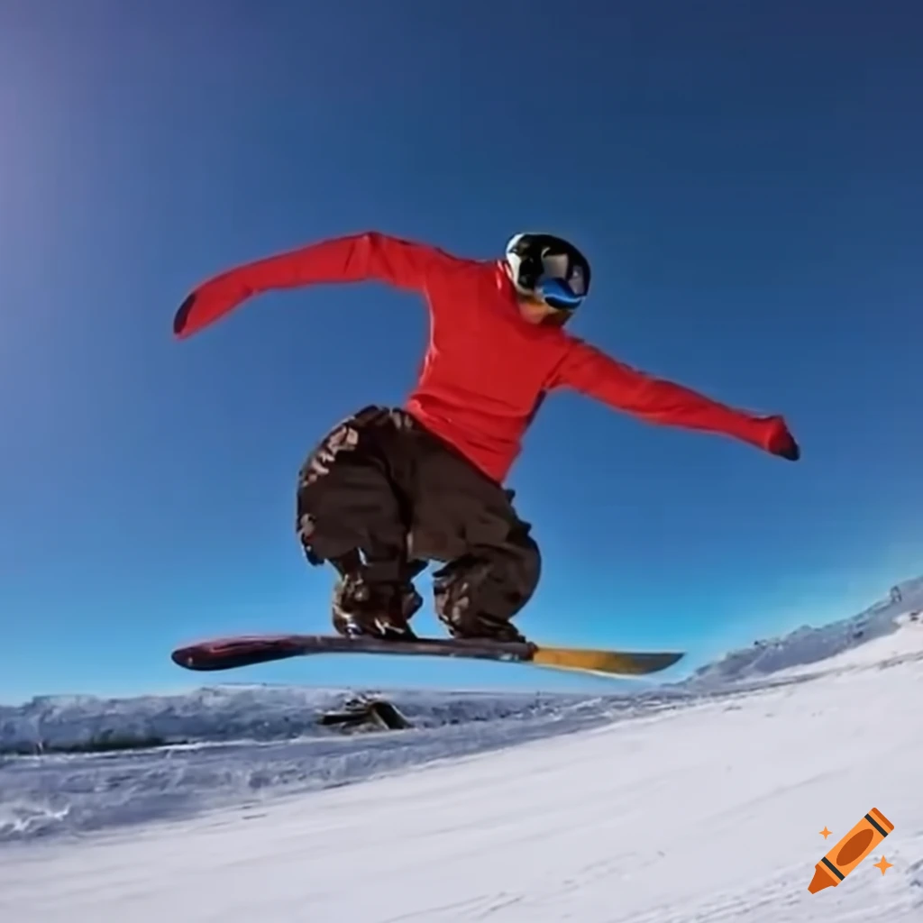 Snowboarder performing a ground trick