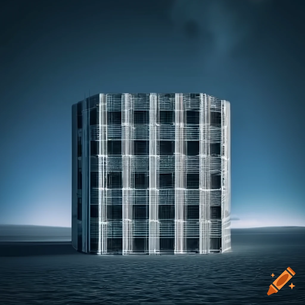 Surreal black Penrose labyrinth metallic building in 4k resolution