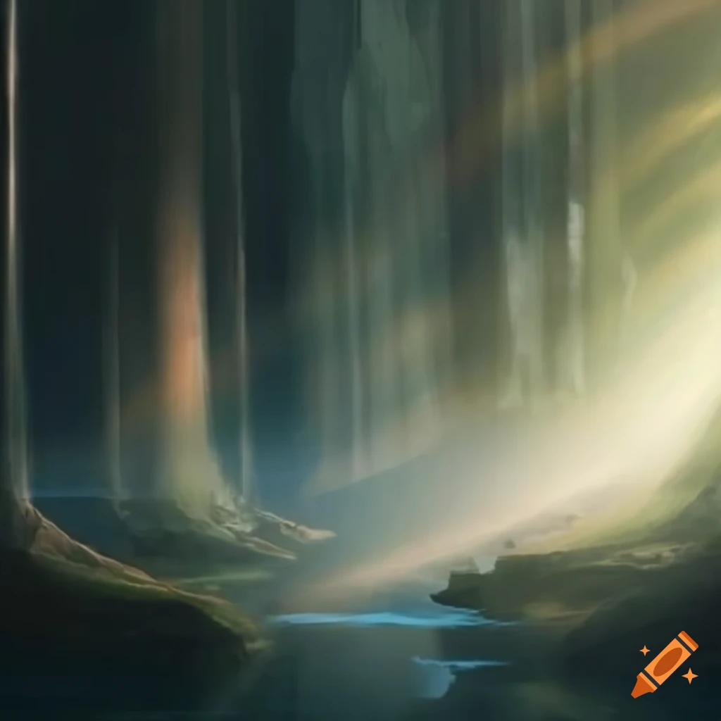 Mountain lake with god rays creating a sense of naturalism and awe
