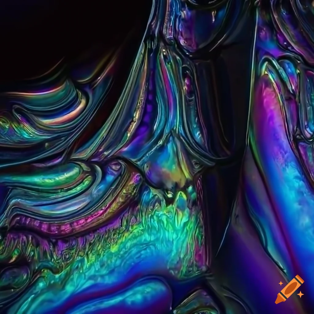 Steel sculptural MC Escher labyrinth art with iridescent liquid trickling down