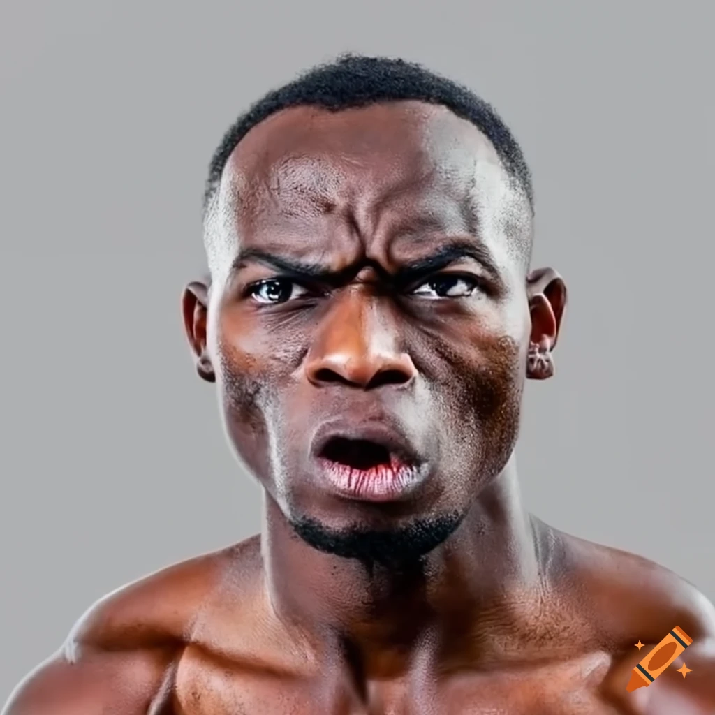 Muscular African man looking intense and focused