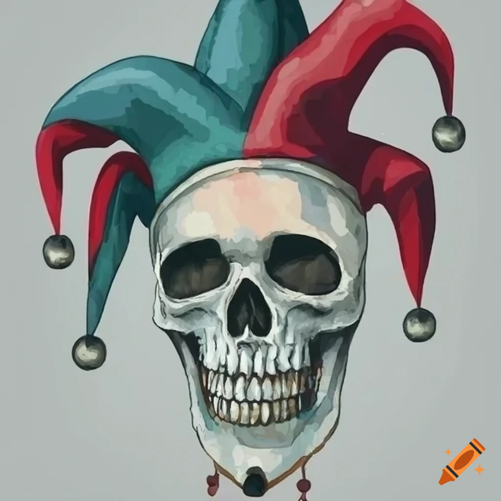 Jester skull with bells on