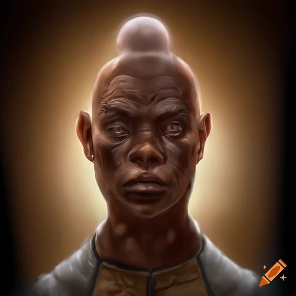 Portrait of scarred human monk with a sneer on Craiyon