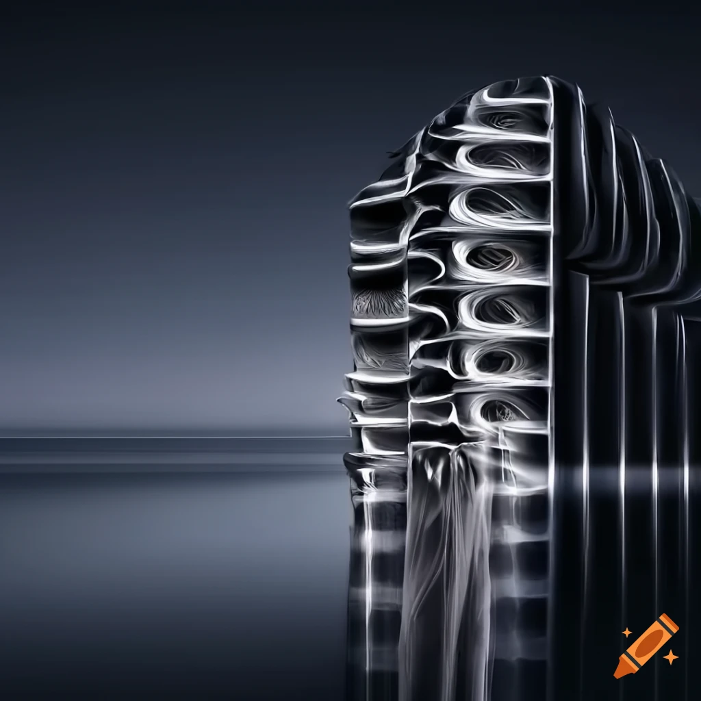 Abstract black spiny-eyed labyrinth metallic building