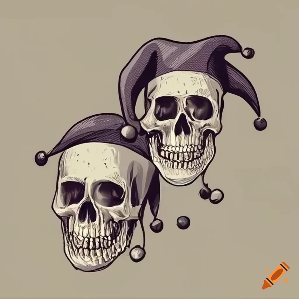 Jester skull with bells on
