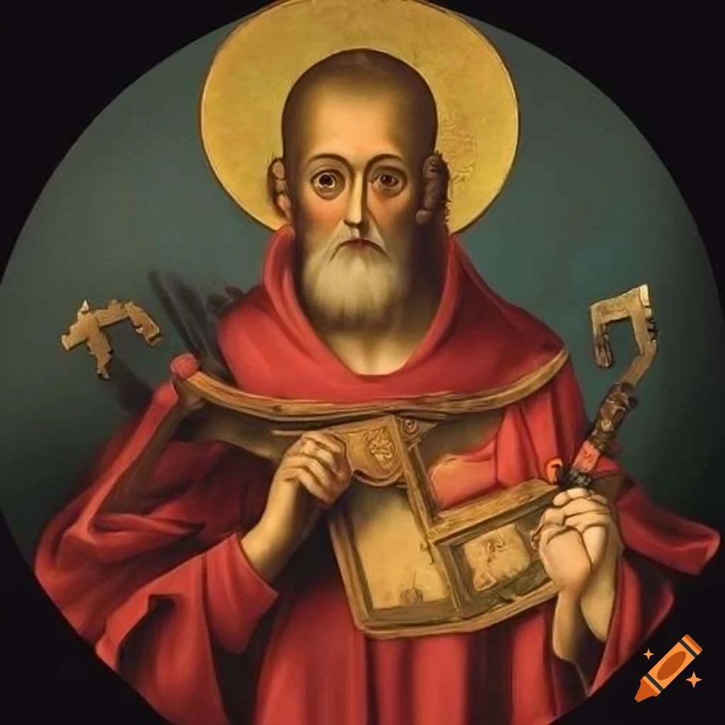 Saint Petrus holding a key inside a circle in HD