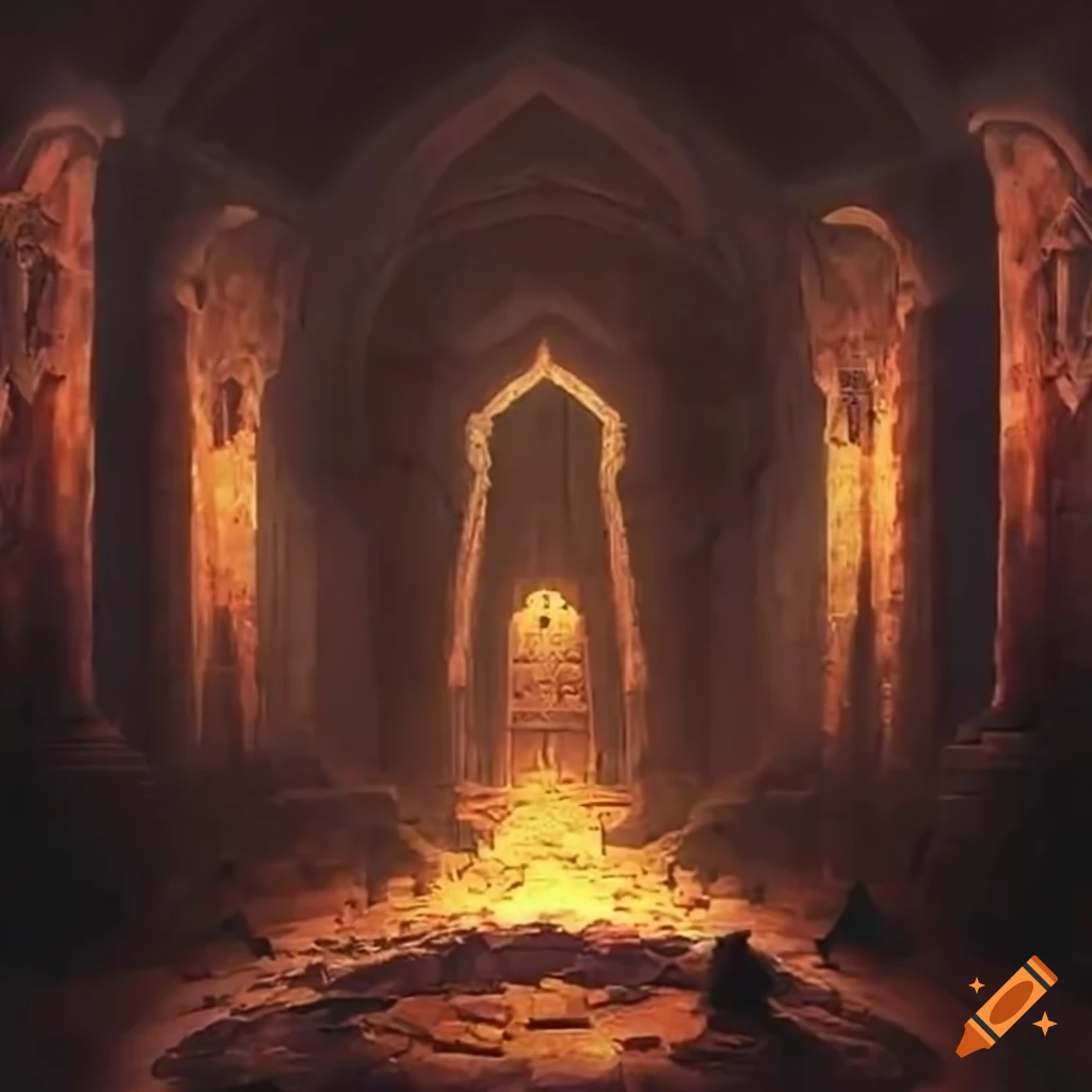 Ancient dungeon in a mysterious castle temple on Craiyon