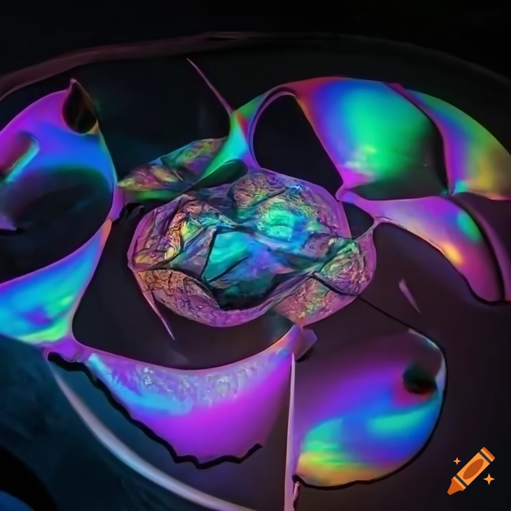 Steel sculptural MC Escher labyrinth art with iridescent liquid trickling down