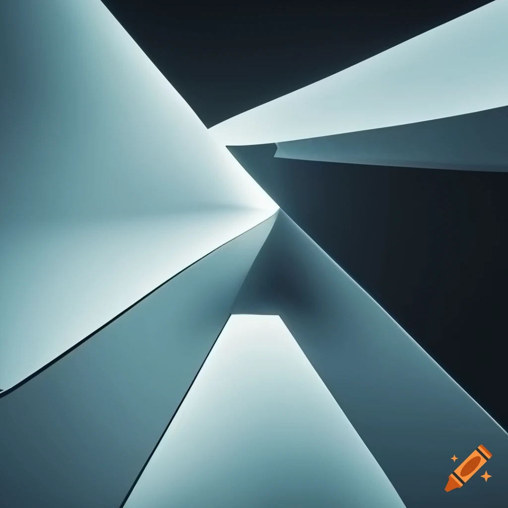 Flat black spiny-eyed labyrinth triangular metallic building with Penrose triangles in surreal architecture