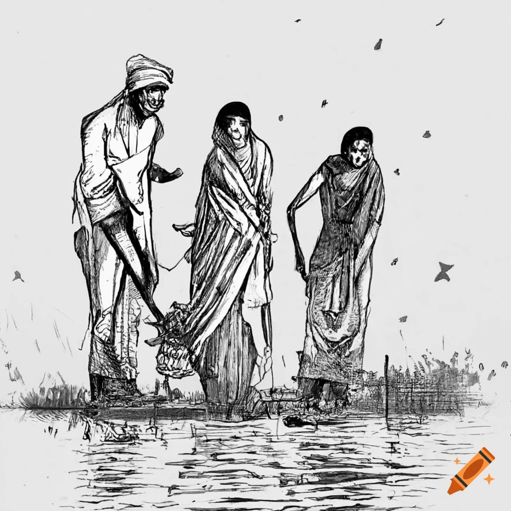 Farmer Drawing At Getdrawings - Gandhiji As A Farmer, HD Png Download - vhv
