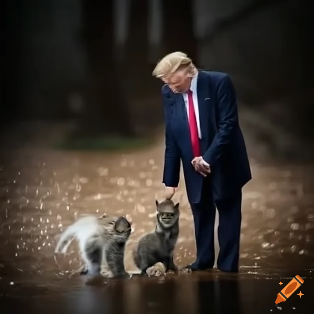 Former president helping save kittens from rain floods
