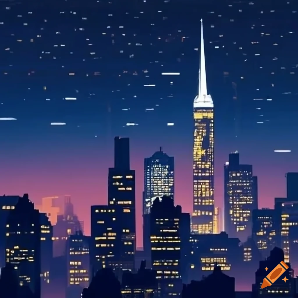 City skyline at night