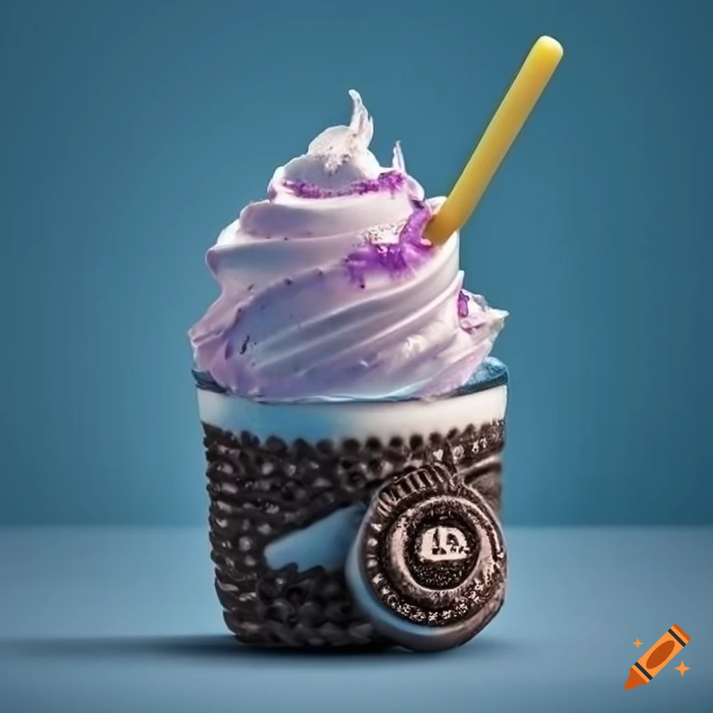 McFlurry Oreo on blue background in studio lighting
