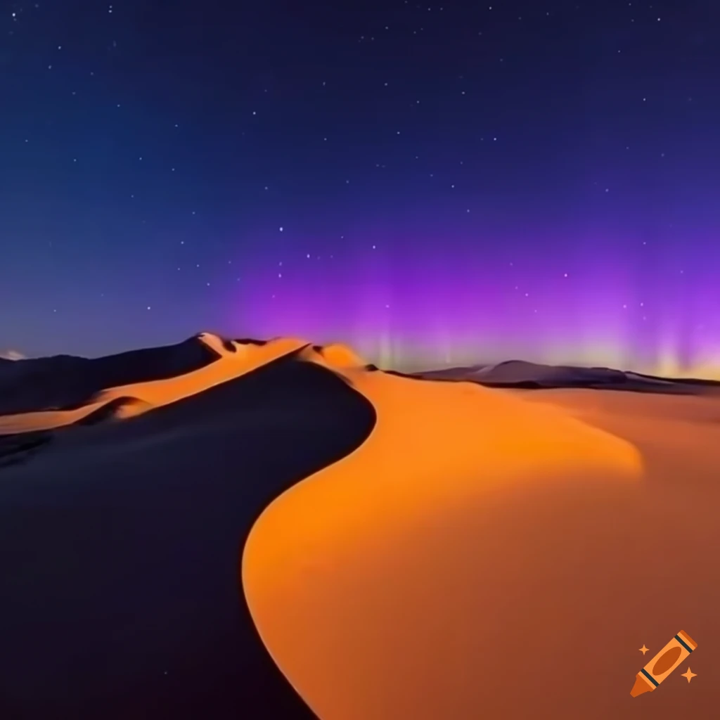Aurores boréals in the Sahara desert during daylight