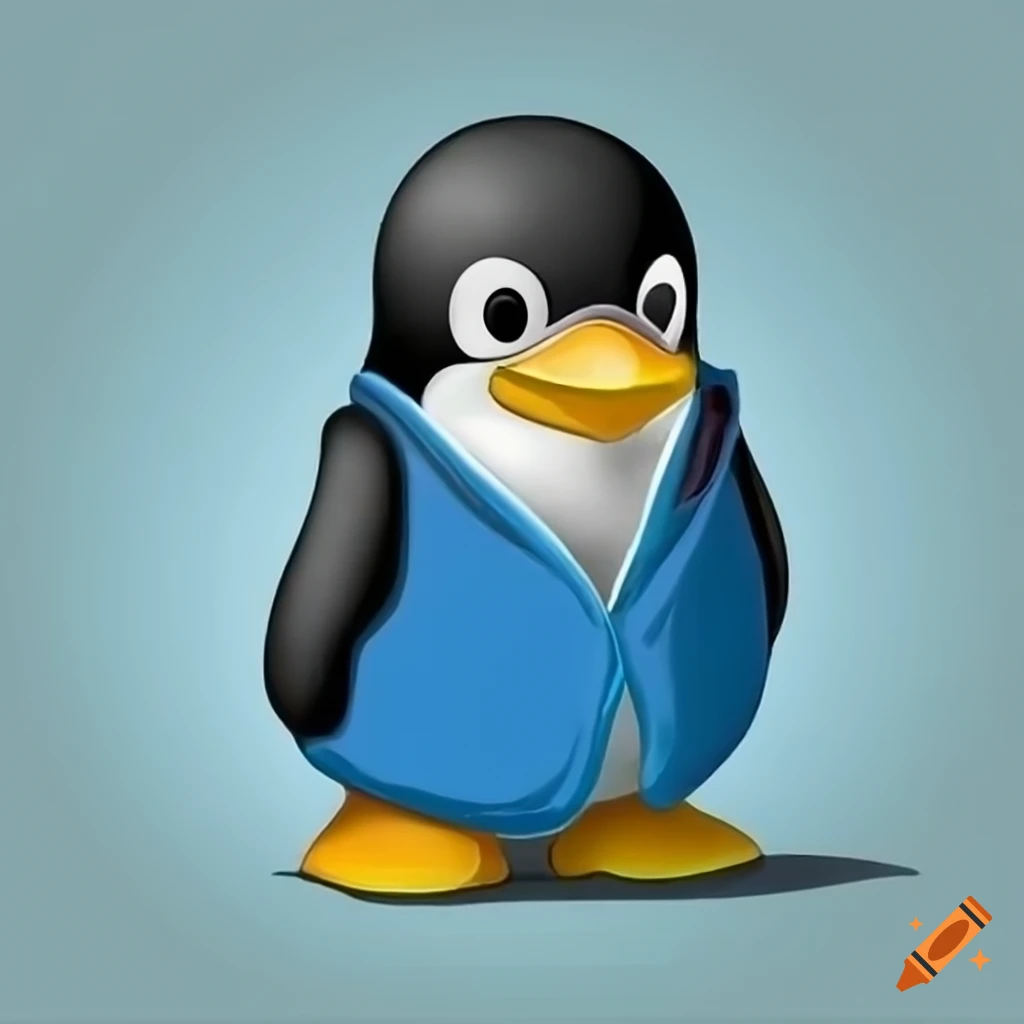 Linux penguin in a blue vest on Craiyon