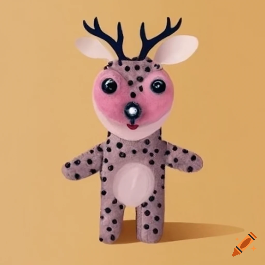 Handcrafted deer finger puppet made of felt with antlers and friendly