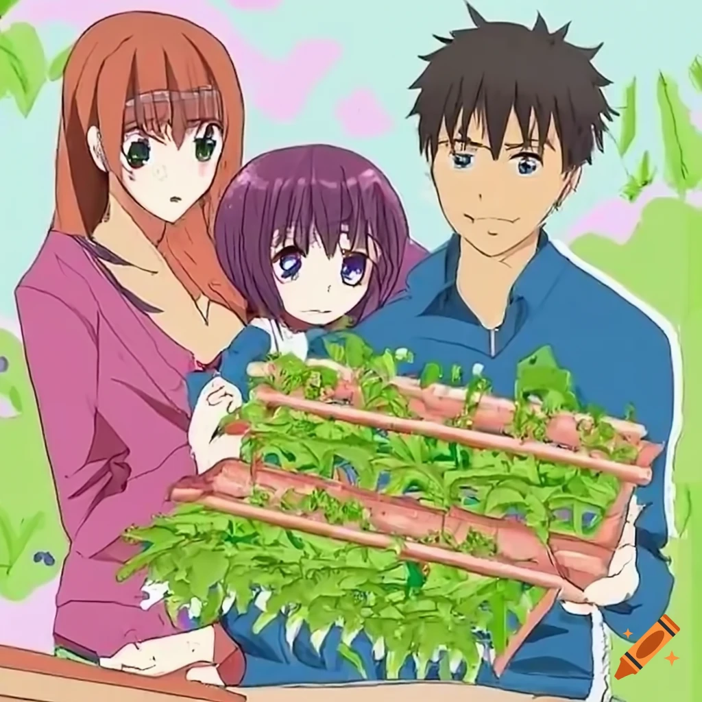 Family enjoying fresh produce from their hydroponic garden
