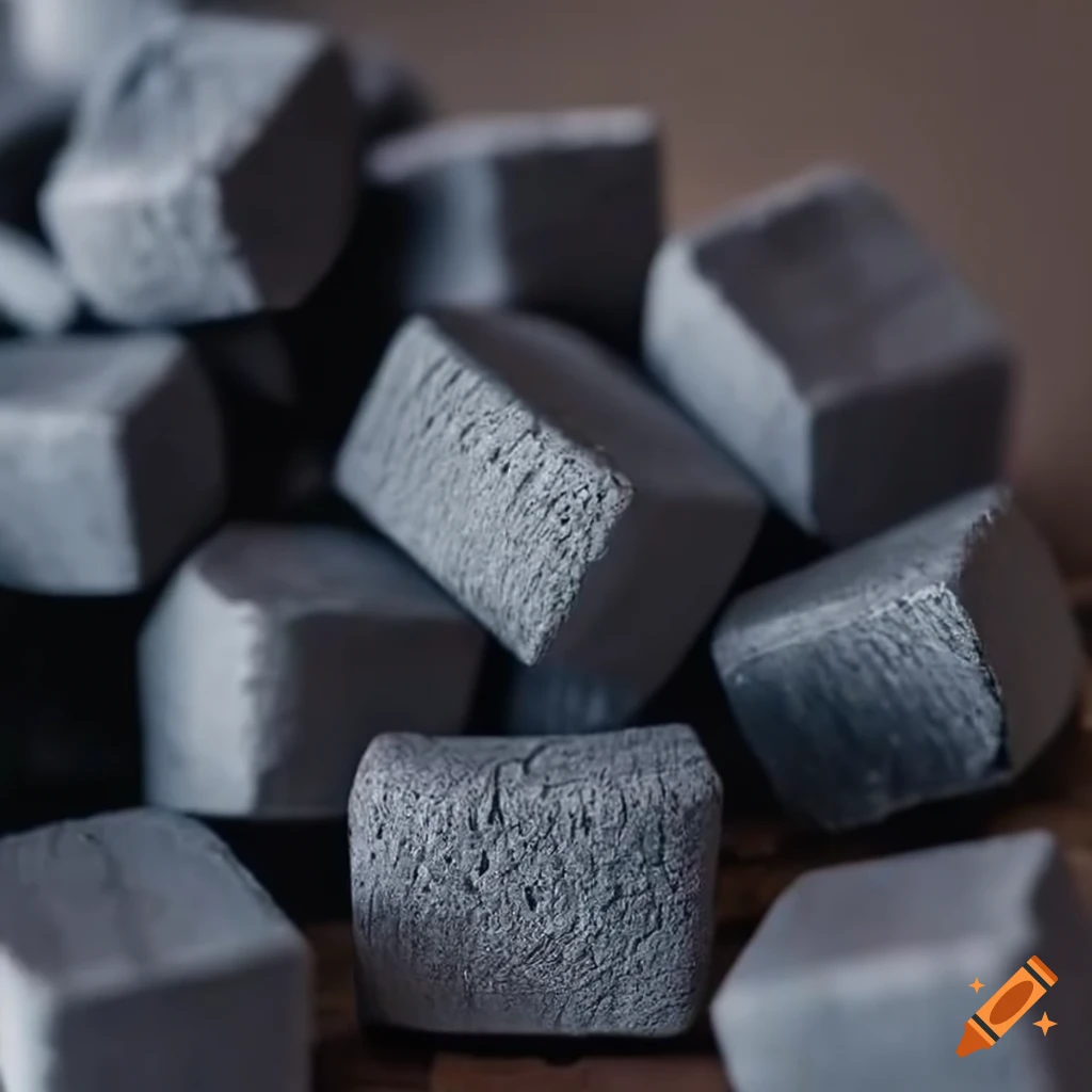 Cube shaped charcoal briquettes