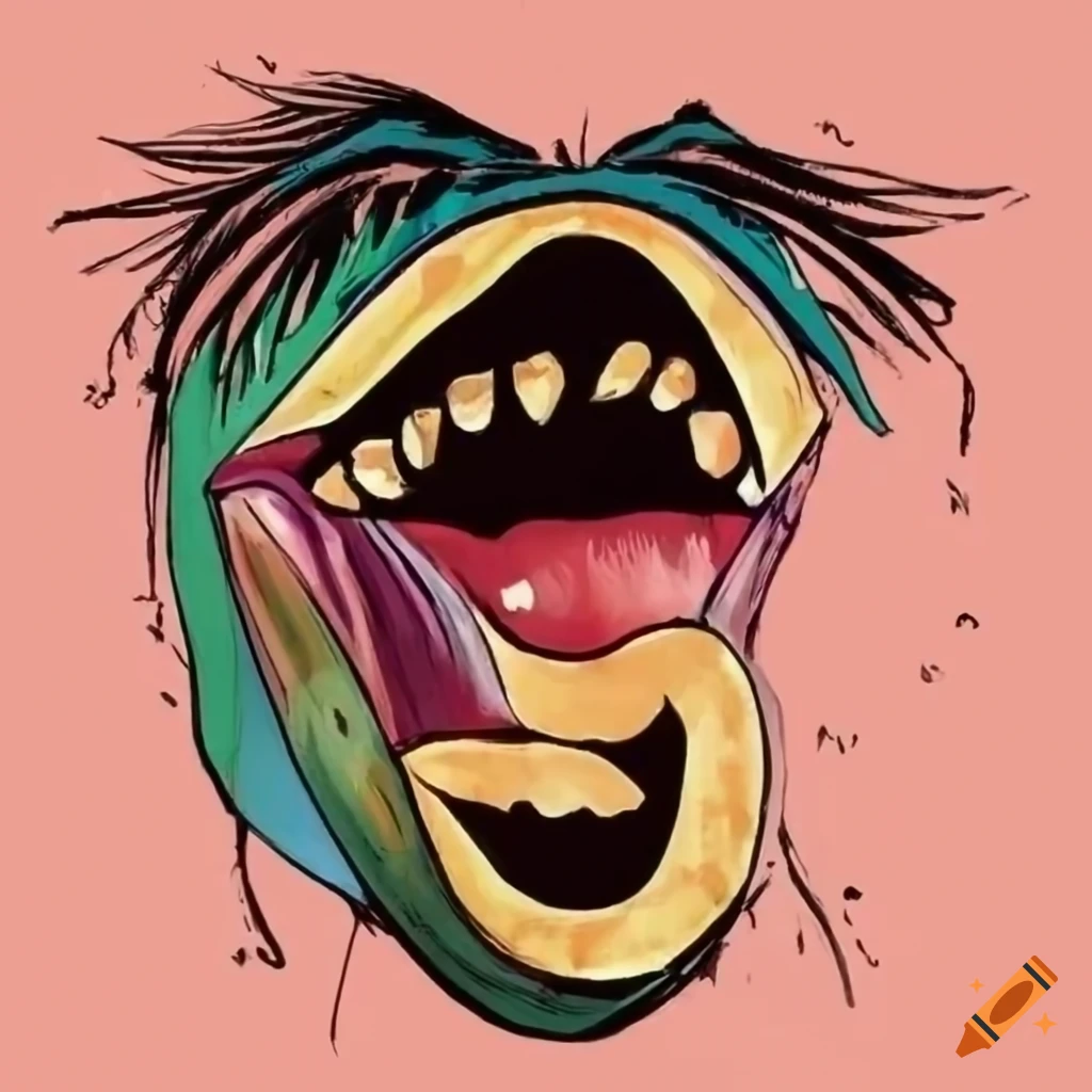 Comic-like mouth in Picasso style with exclamation mark