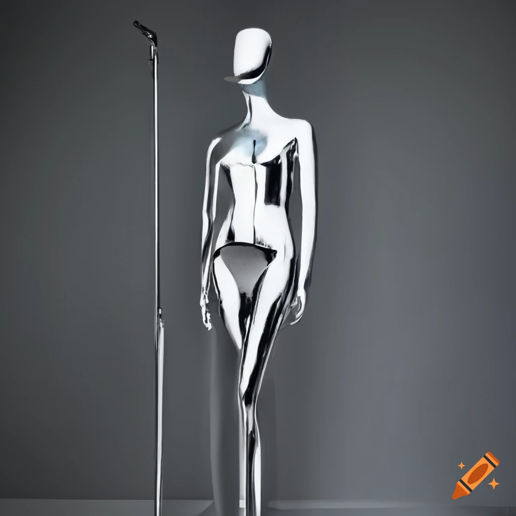 Chrome mannequin in an abstract room