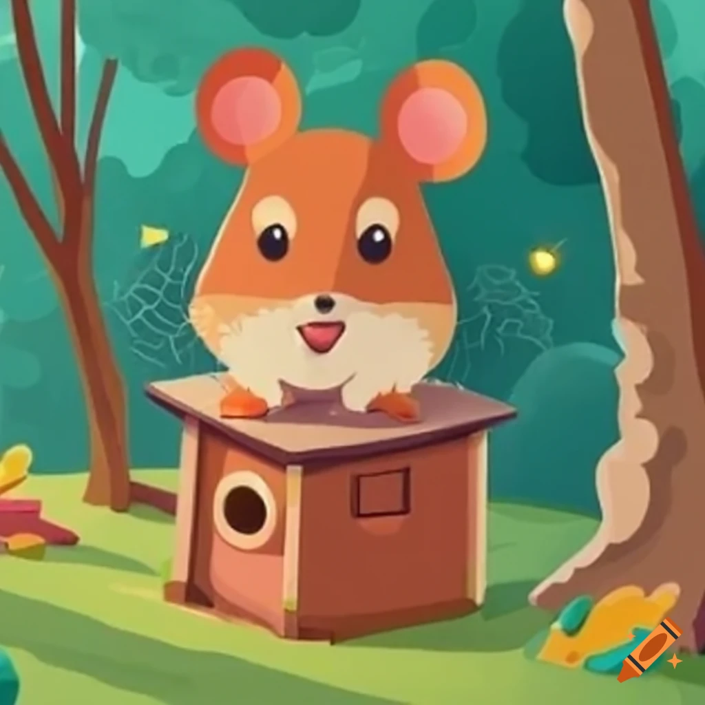 Eine kleine Maus namens Mia in einem gemütlichen Haus am Waldrand mit Freunden