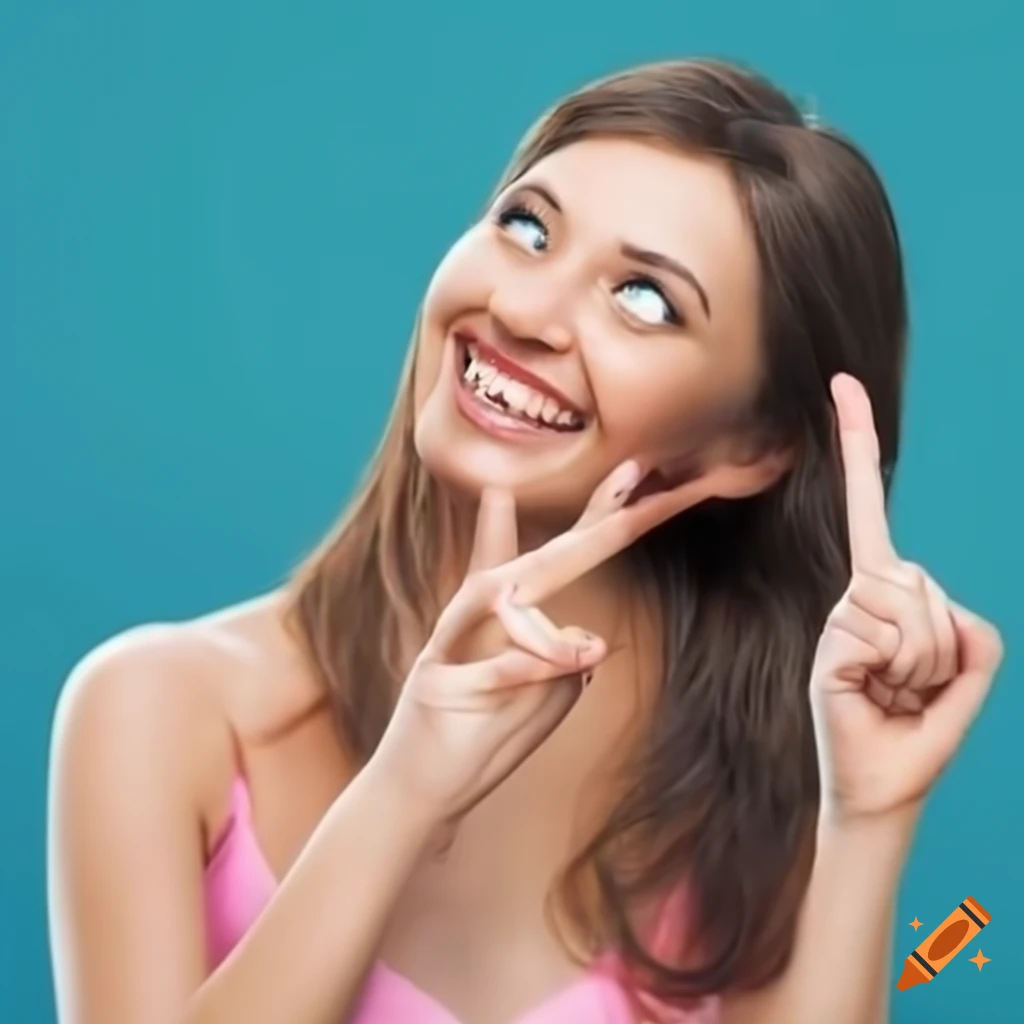Happy woman holding up number one finger