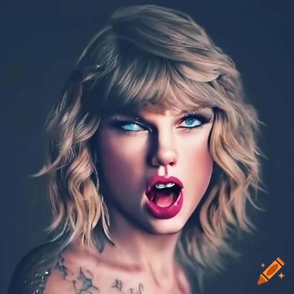Taylor swift with tattoo of measurements from chin to chest on craiyon