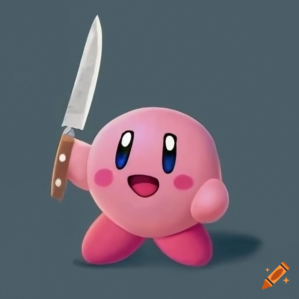 Kirby character holding a knife