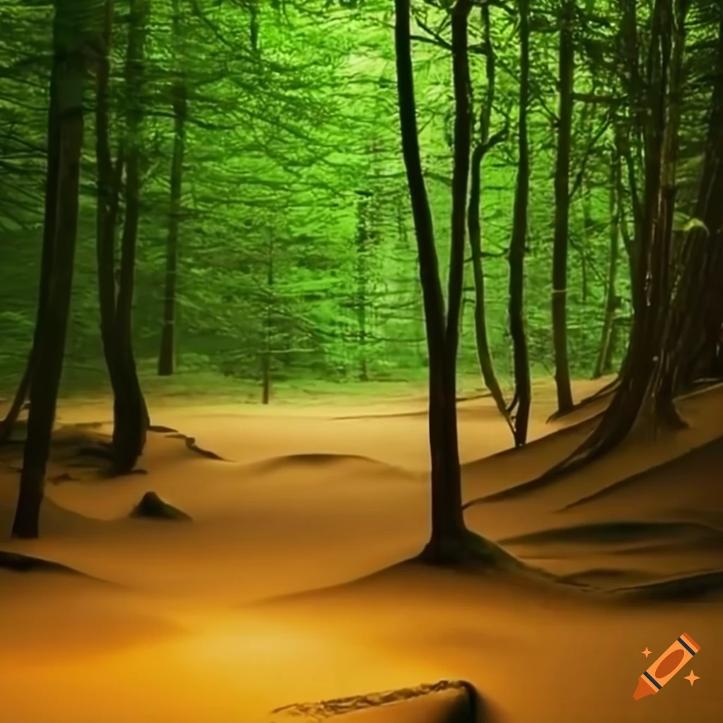 sands-in-the-forest-as-book-cover-with-green-trees-on-craiyon