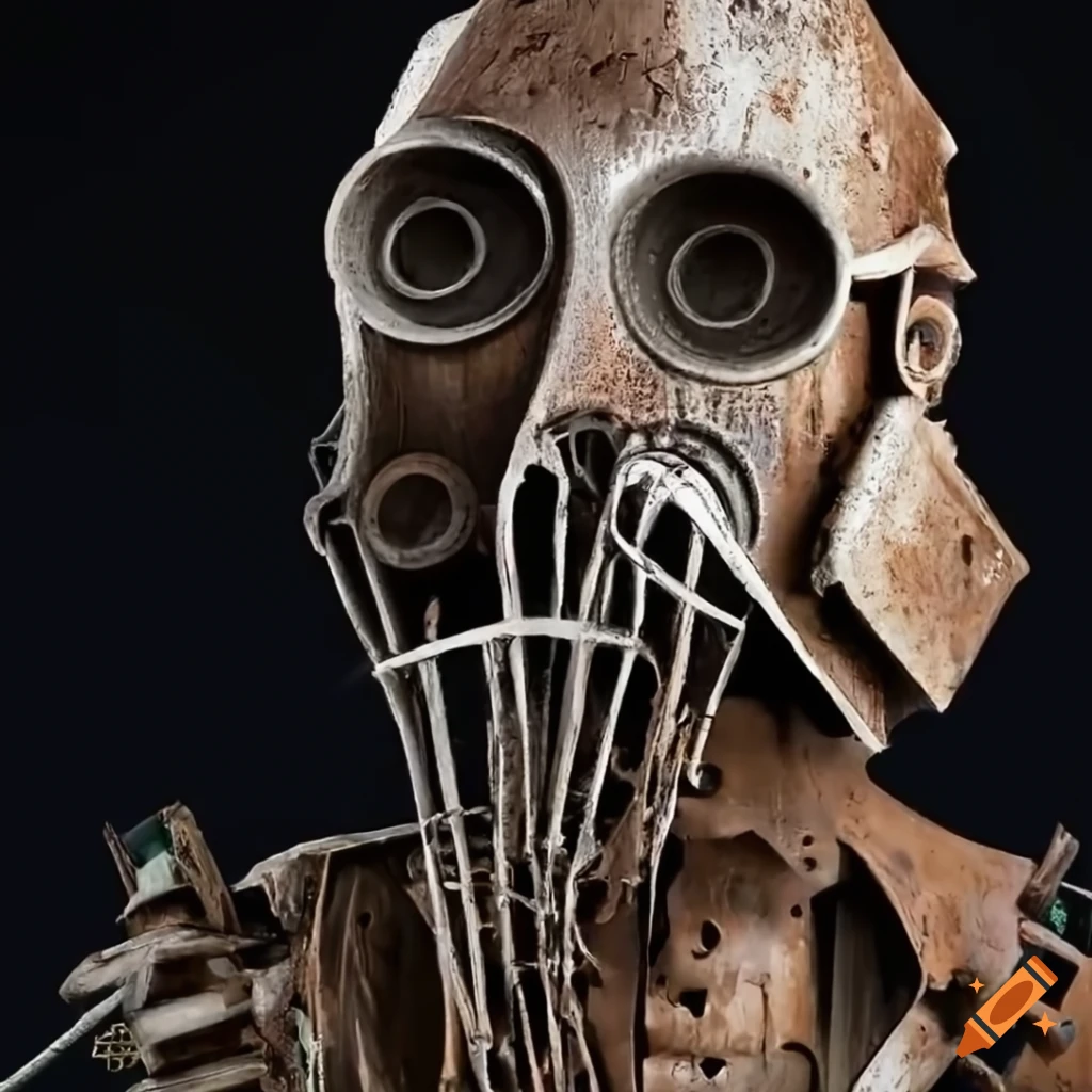 Found object sculpture humanoid made of various items