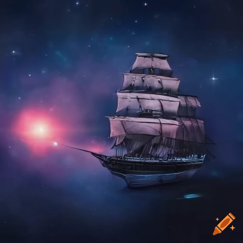 Scifi clipper ship among the stars on Craiyon