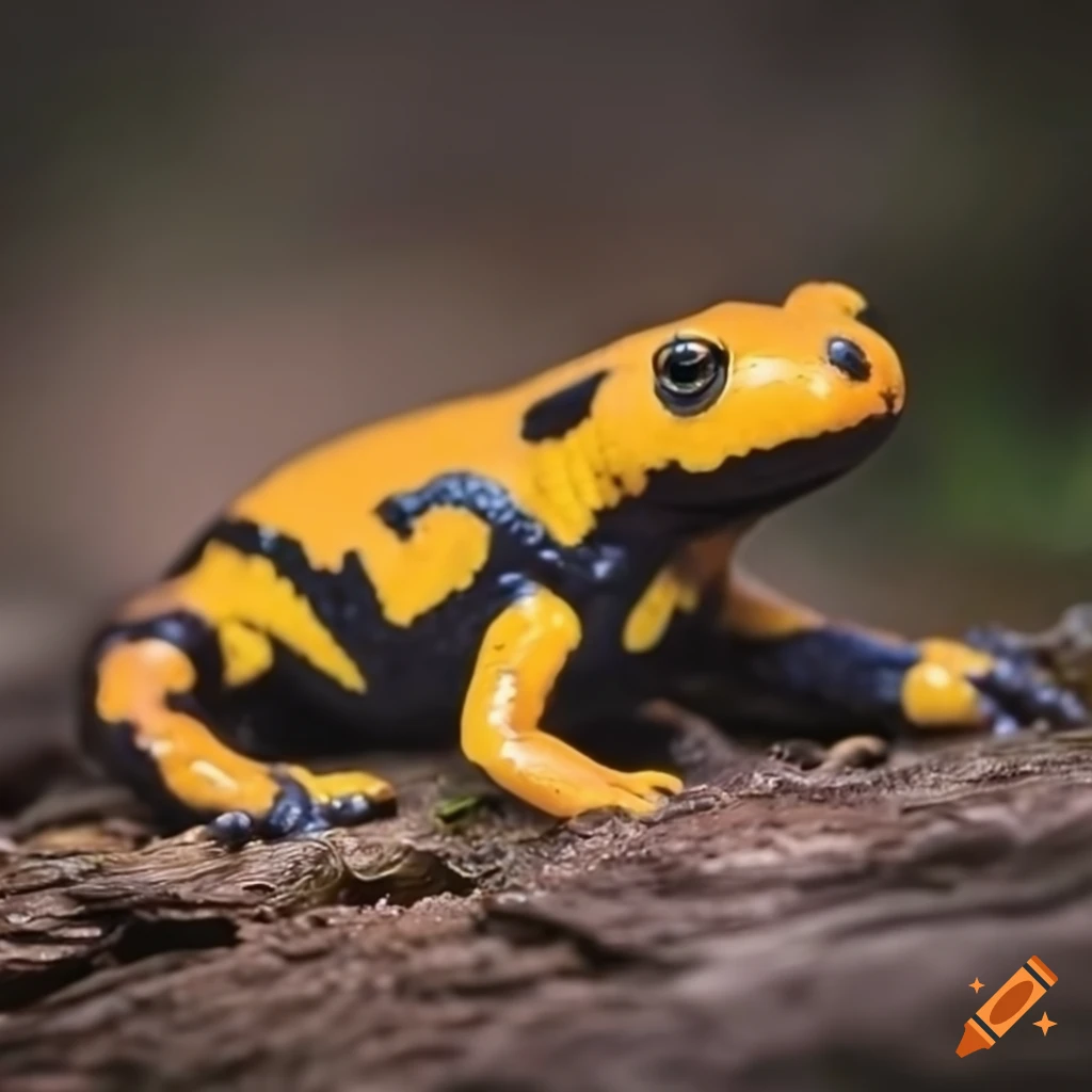Toad and fire salamander hybrid creature