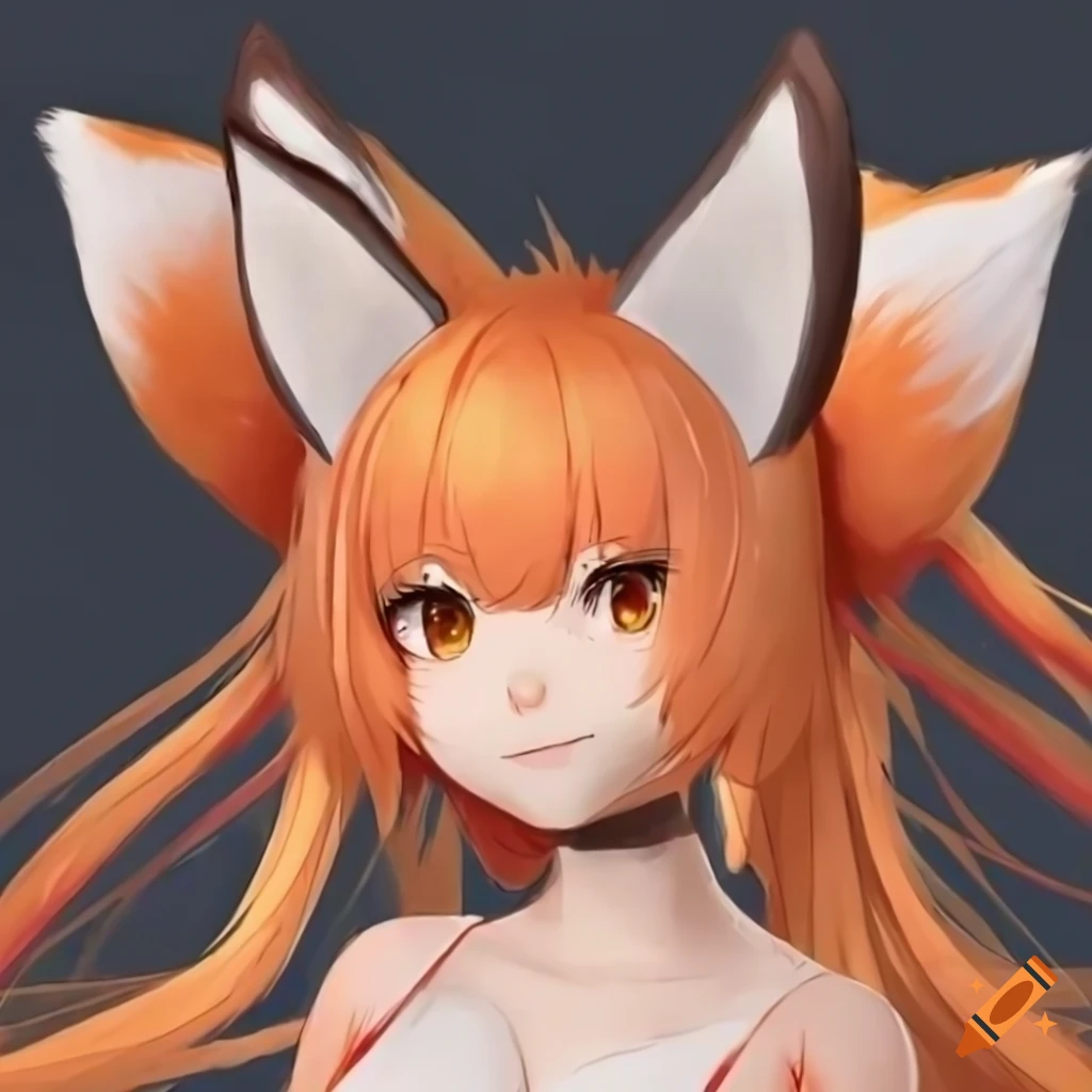 Kitsune girl with fox features and kimono attire
