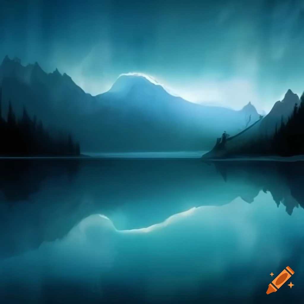 God rays shining on mountain lake creating a sense of awe