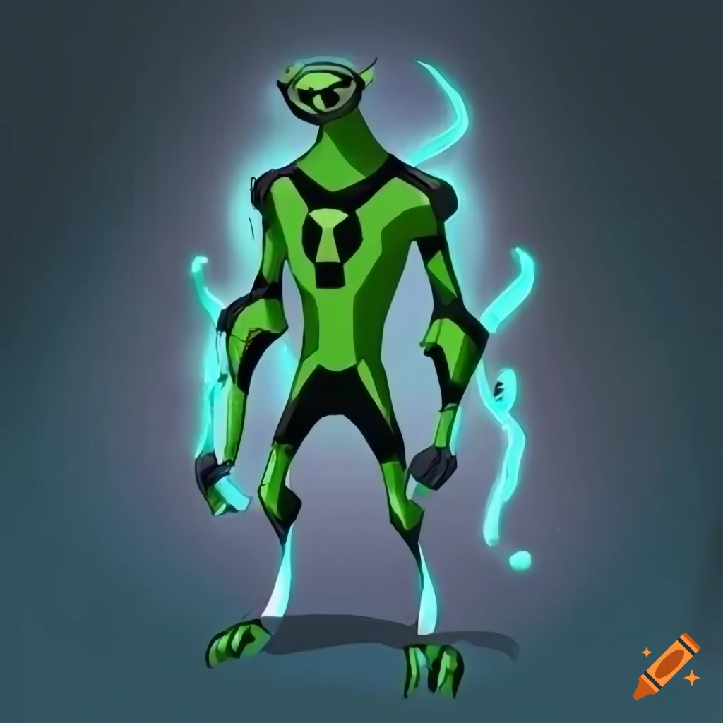 Electric alien in ben 10 art style on Craiyon