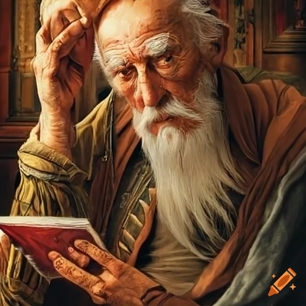 Old men using tarot cards
