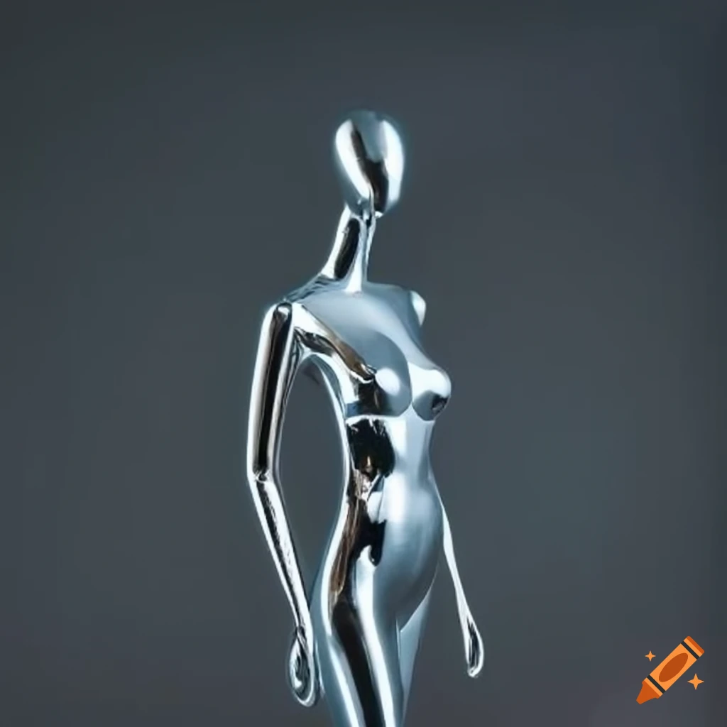 Chrome mannequin in an abstract room