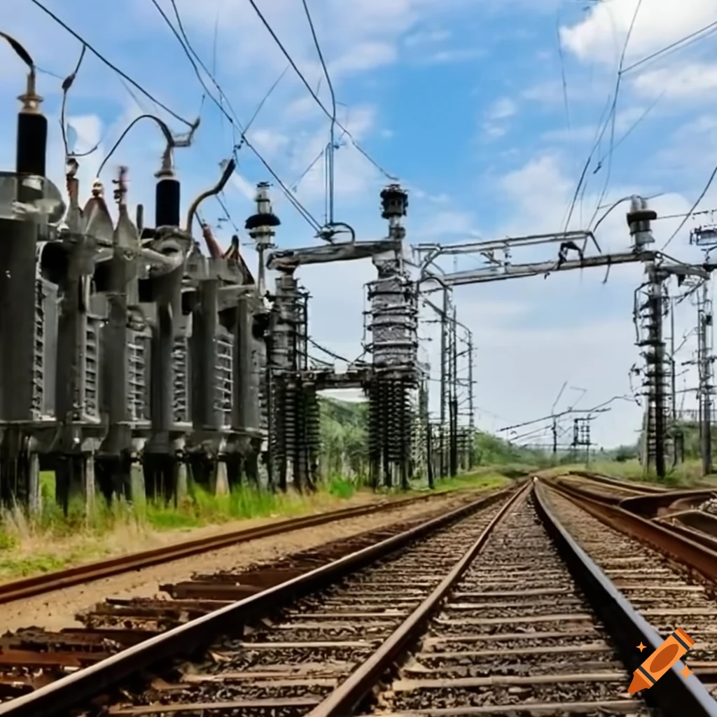 Power substation by the railroad tracks on Craiyon
