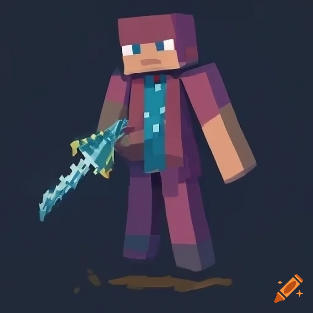 Minecraft player with sword on craiyon
