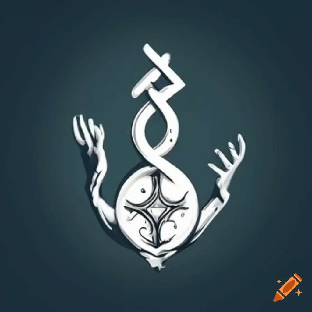 Harry potter house style emblem with two hands raised to the sky holding a medicine capsule on